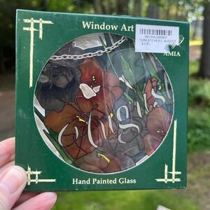AMIA August Birthday Suncatcher Vintage Hand Painted Glass Window Art 6" vintage